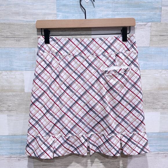 Lady Pinseeker Pleated Hem Golf Skort Plaid Pockets Built In Shorts Womens Small - Picture 4 of 6